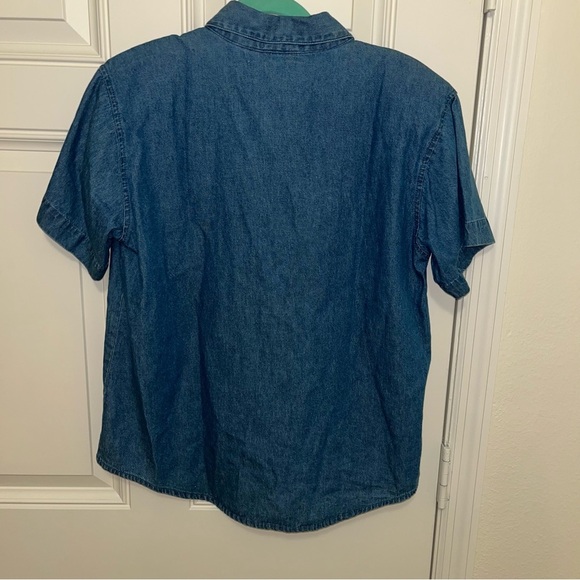 Vintage 90s y2k denim button shirt bear honey bees shoulder pads S new nwt - Picture 6 of 6